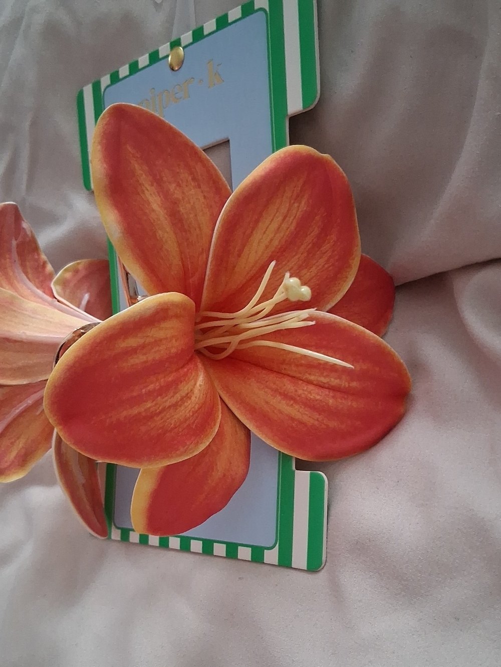 Piper Orange and Yellow Floral Hair Clip with Gold Clip